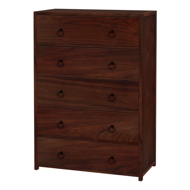 Lark 36 in. W Rectangular Wood 5 Drawer Dresser/Chest of Drawers, Walnut For Sale