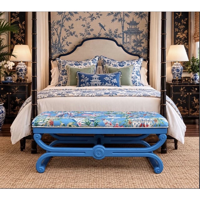 Vintage Hand Painted Chinoiserie Bench For Sale - Image 13 of 14