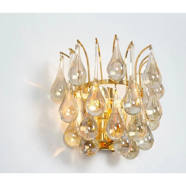 Metal Large Gilded Brass and Crystal Sconces attributed to C. Palme, Germany, 1970s, Set of 2 For Sale - Image 7 of 10