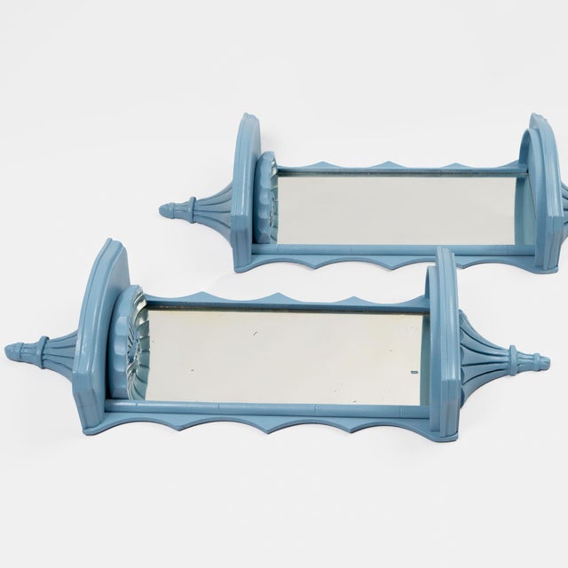 Vintage Chinoiserie Pagoda Mirrored Wall Shelves - A Pair For Sale - Image 15 of 17