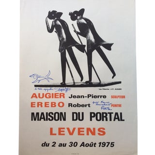 French Art Exhibition Poster, Signed Jean-Pierre Augier and Robert Erebo For Sale