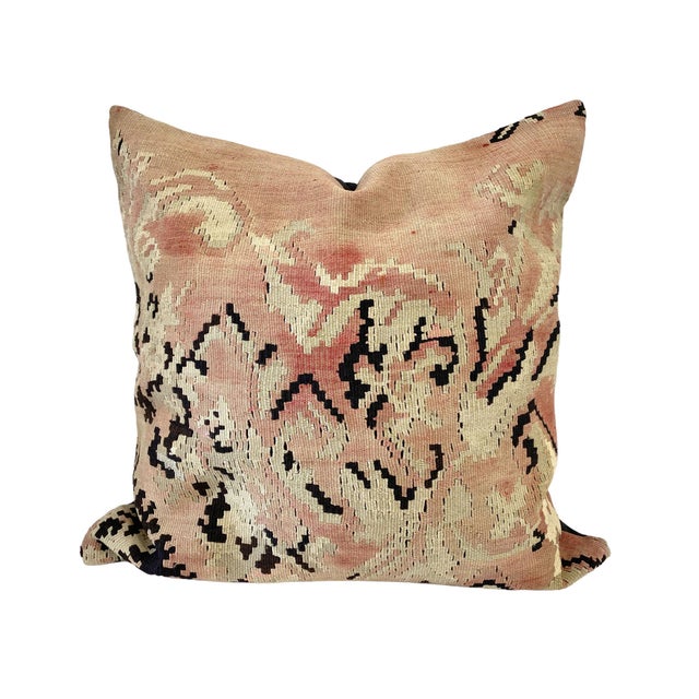 Custom Made Antique Turkish Tribal Kilim Pillow Cover 24" by 24" For Sale - Image 4 of 8