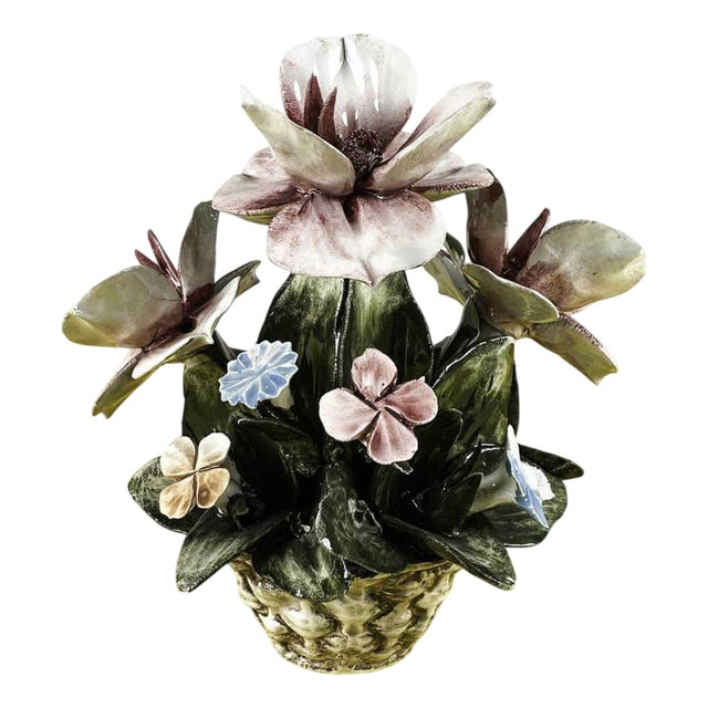 Porcelain Flower Basket from Capodimonte For Sale