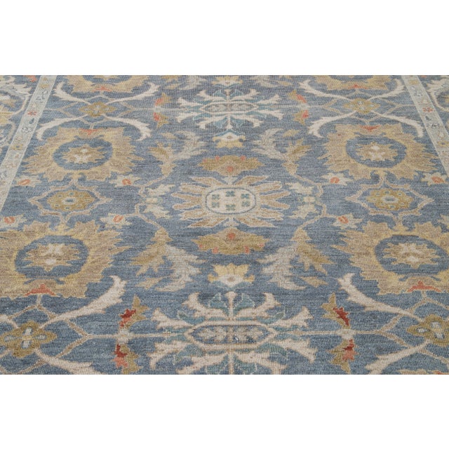 Textile Blue Contemporary Sultanabad Wool Rug With Allover Design For Sale - Image 7 of 11