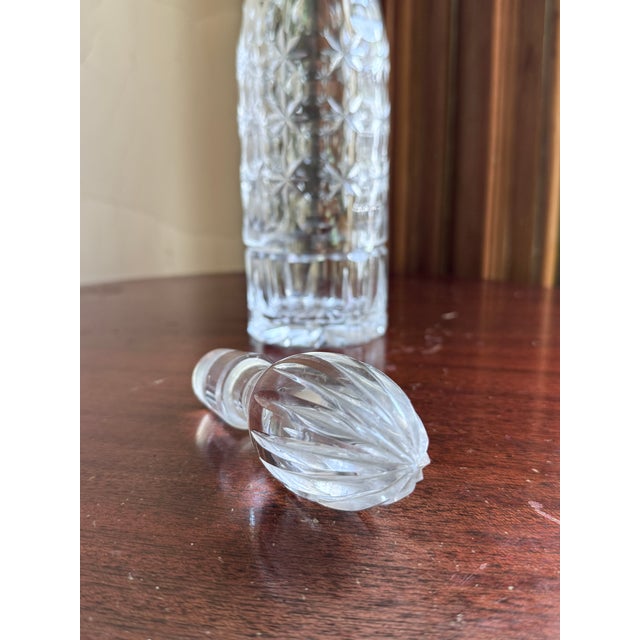 Libbey Glass Co. Antique American Brilliant Cut Glass Decanter Hobstar Pattern Crystal With Stopper For Sale - Image 4 of 14