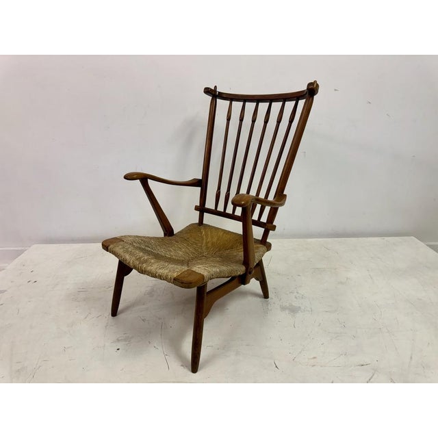 Dutch Stick Back and Rush Seat attributed to De Ster Gelderland, 1950s For Sale - Image 6 of 18