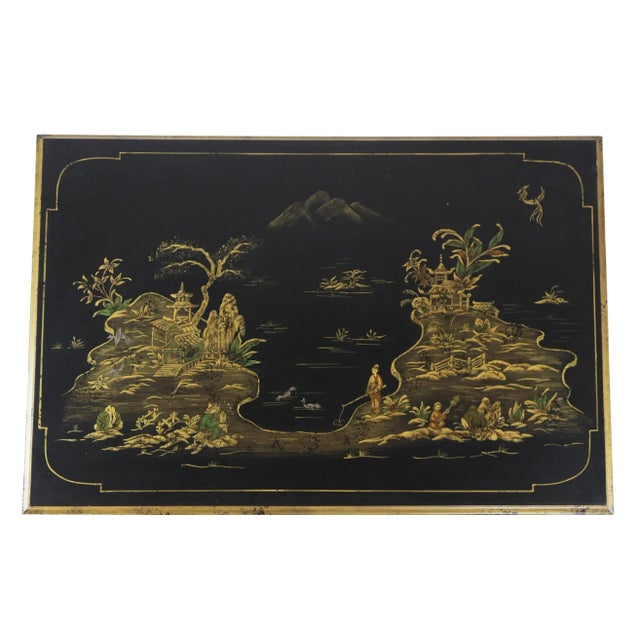 vintage Hand-painted Chinoiserie Elegant Square Table. 37"W * 27"D * 27.25"H