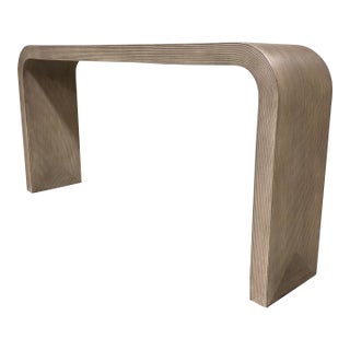 Modern Beige Reeded Waterfall Console Table For Sale
