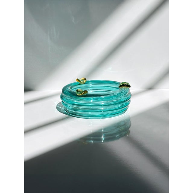 1980s Italian Postmodern Turquoise Ashtray or Vide Poche, 1980s For Sale - Image 5 of 6
