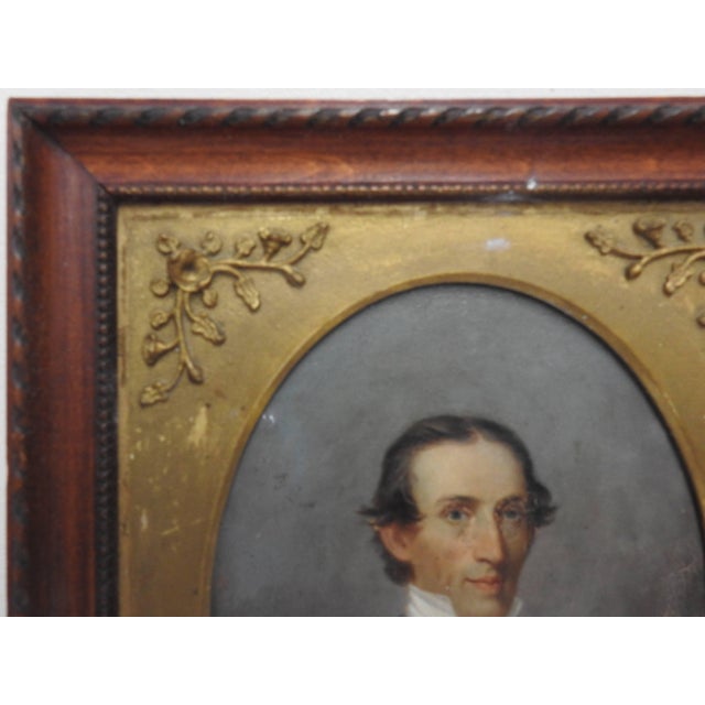 1900 - 1909 Early 20th Century Lady and Gentleman Oil on Board Set of Two Framed Paintings For Sale - Image 5 of 9