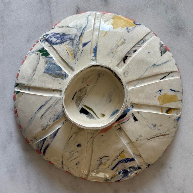 Orange Hamdmade Ceramic Art Pottery Bowl For Sale - Image 8 of 11