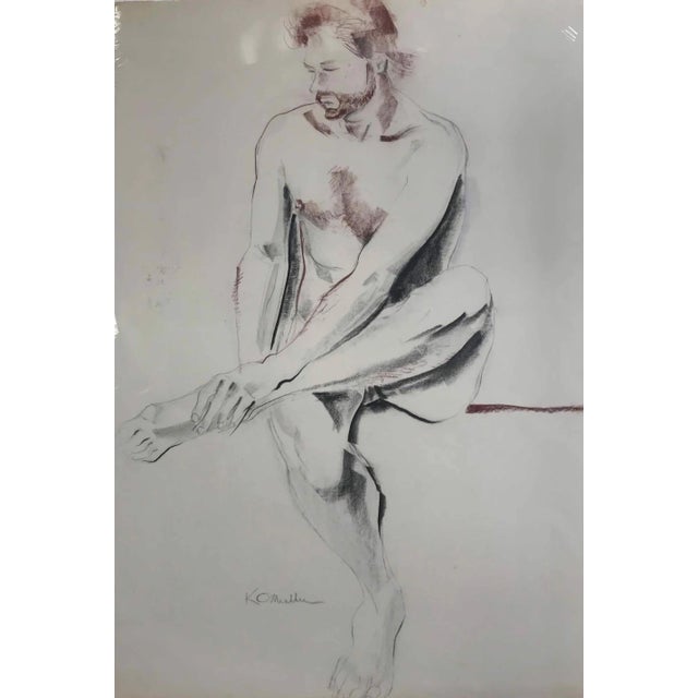 Drawing/Sketching Materials "Large Seated Male Nude" - Modern Pastel Portrait Drawing by Kittie O'Meallie For Sale - Image 7 of 8