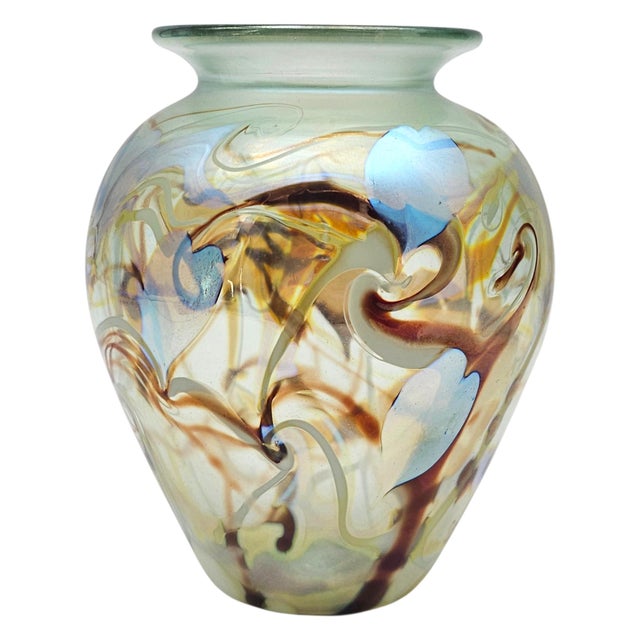 Don Richardson Carlson Art Glass Iridescent Hearts & Vines Vase 5.75" For Sale - Image 4 of 11