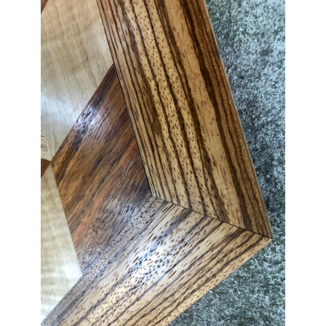 Mid-Century Modern Geometric Op Art Parquet Panel Tray For Sale - Image 4 of 7