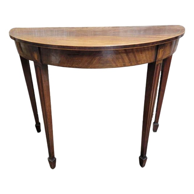 An Early 19th Century English Demi Lune Console Table. For Sale