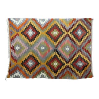 Vintage Turkish Kilim Rug- 6′4″ × 8′11″ For Sale