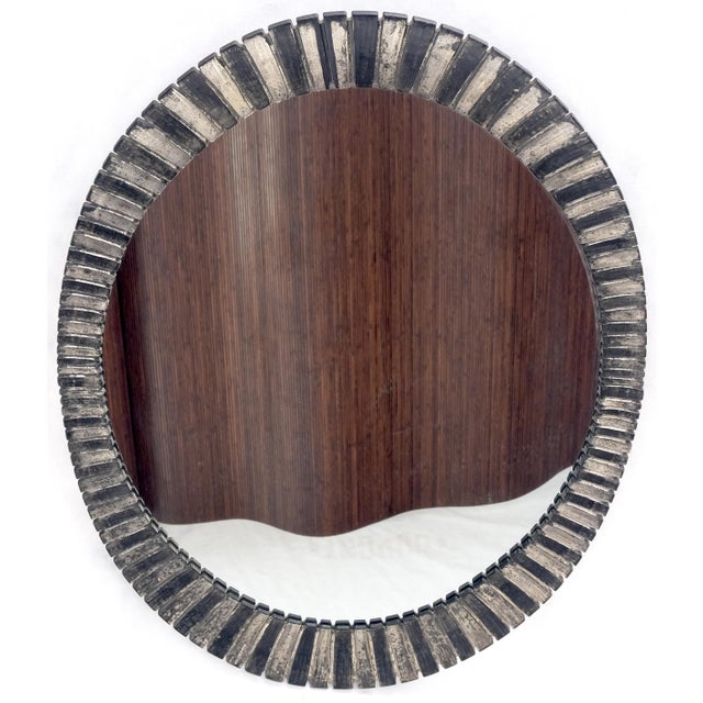 1970s Oval Silver Gilt Composite Scallop Motif Wall Mirror Mid Century Modern For Sale - Image 5 of 9