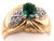 Metal Two-Tone Gold Adl Marked Antique Ring With Emerald and Diamonds, Size 6.5 For Sale - Image 7 of 9