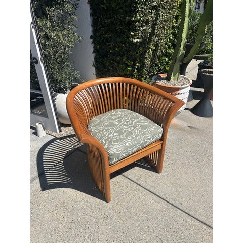 Vintage Curved Slat Teak Wood Lounge Chair For Sale In Los Angeles - Image 6 of 11