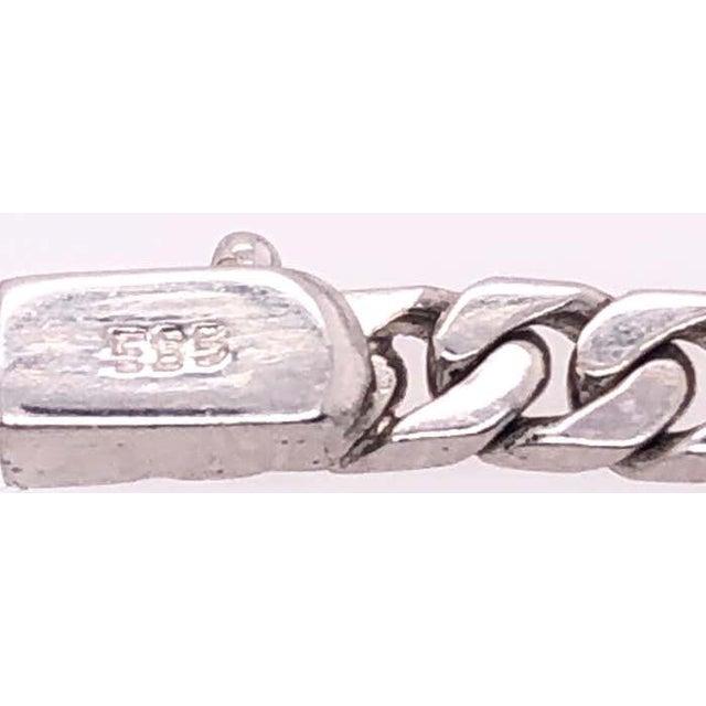 Metal 14 Karat White Gold Figaro Amethyst and Diamond Station Necklace For Sale - Image 7 of 12