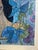Folk Art Jude Kirby Original Oil Pastel “Blue Flowers” For Sale - Image 3 of 3