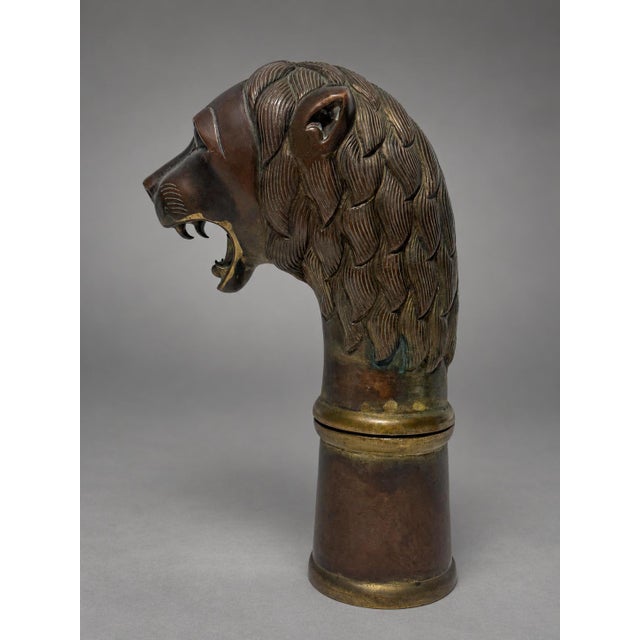 Early 20th Century European Patinated and Parcel-Gilt Lion-Head Vesta or Match Safe, Circa 1900 For Sale - Image 5 of 9