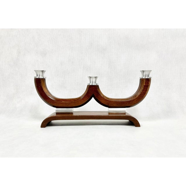 Mid-Century Wood and Aluminium Candleholder, 1950s For Sale - Image 6 of 11