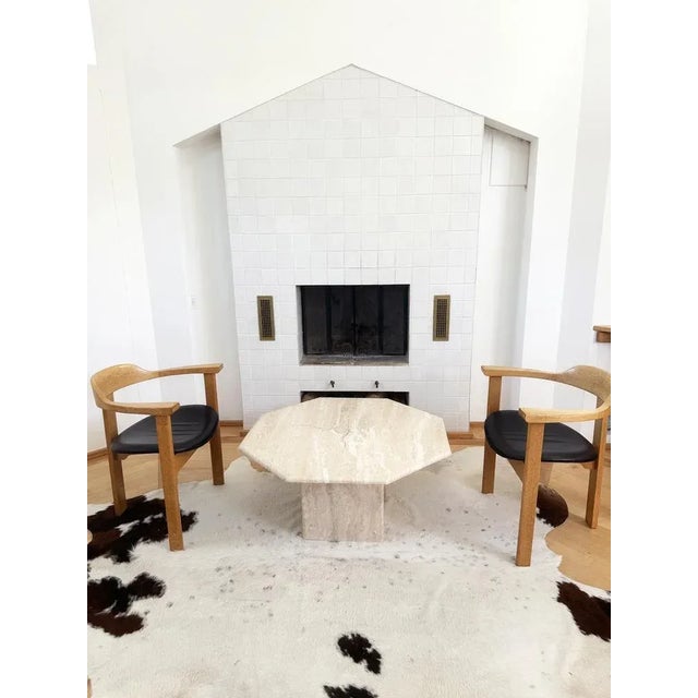 Postmodern Beige Octagon Travertine Cocktail Coffee Table, 1970s For Sale - Image 3 of 11