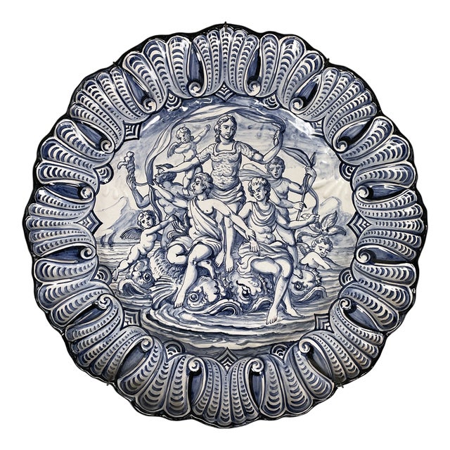 Mid-Century Modern Italian Majolica Plate by Alba Docilia Albisola, 1950s For Sale