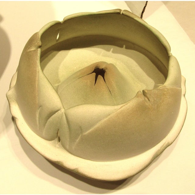 Tan Large and Rare Porcelain Lidded Vessel / Pot Signed Wayne Fischer Circa 1980s For Sale - Image 8 of 17