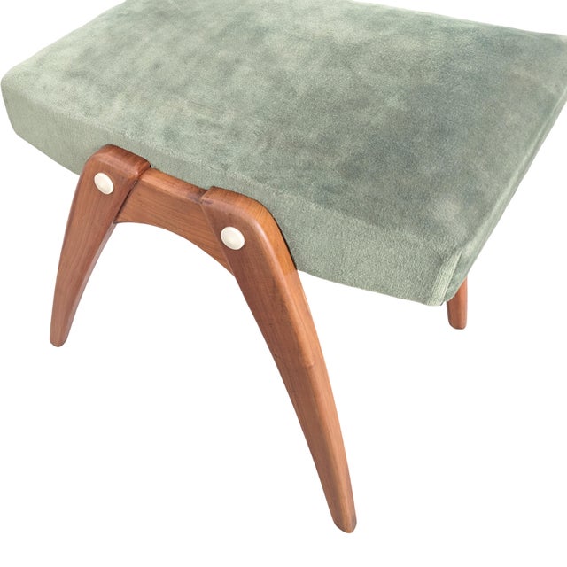 Vintage Ottoman in Teak and Fabric For Sale - Image 6 of 8