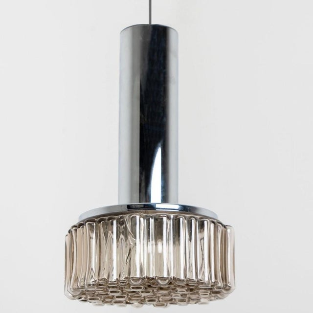 Bubble Glass, Clear Silver & Chrome Pendant Light attributed to Staff Leuchten, 1970s For Sale - Image 10 of 13