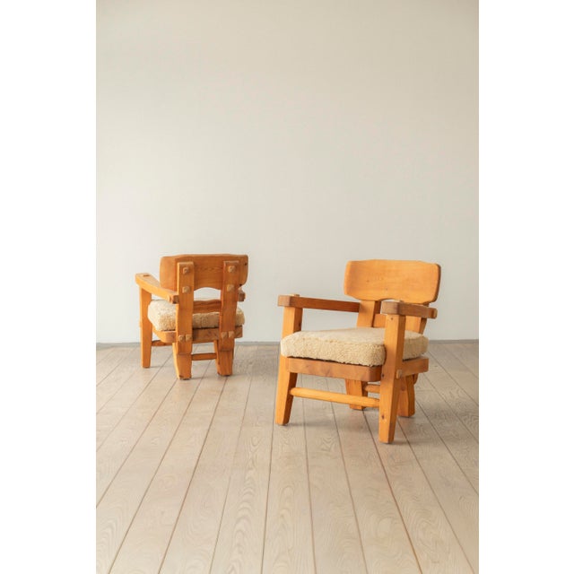 Pine Lounge Chairs by Stig Sandqvist, 1960s, Set of 2, in Good conditions. Designed 1960 to 1969 This piece is attributed...