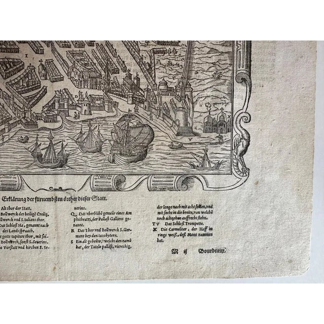 Braun & Hogenberg, Bordeaux City View, Original Woodcut, 1575 For Sale - Image 6 of 10