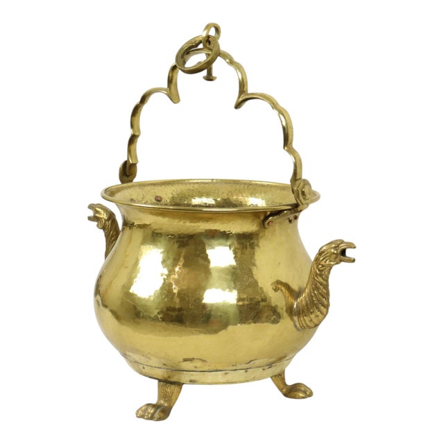 Large Copper Griffin Kettle Planter in Brass, 1890s For Sale - Image 4 of 18