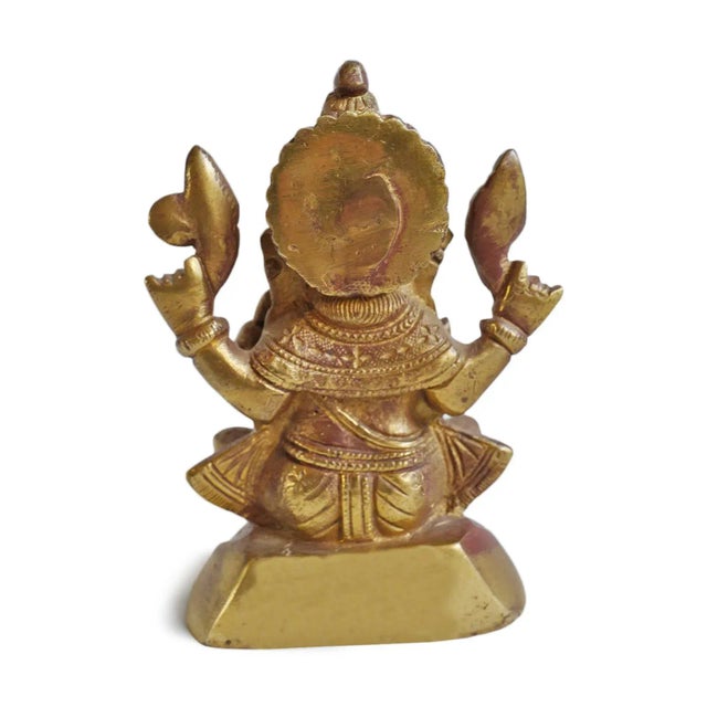 Indian Vintage Brass Small Ganesha Figure For Sale - Image 3 of 4