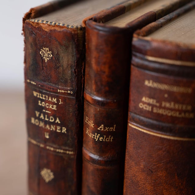 Antique Swedish Leather Bound Books, Set of 4 - Locke, Karlfeldt & Engström For Sale - Image 4 of 10
