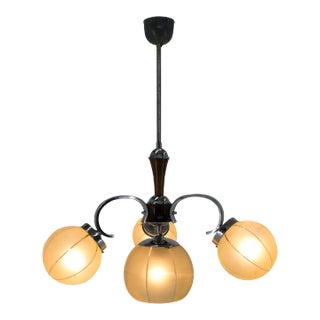 Art Deco Chrome-Plated Chandelier, 1940s For Sale