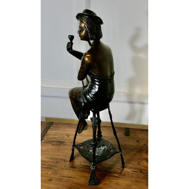 Bronze Statue of a Girl on a Stool Drinking Champaign, 1960s For Sale - Image 3 of 10