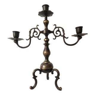 Antique Three-Armed Candlestick in Bronze, 1960s For Sale