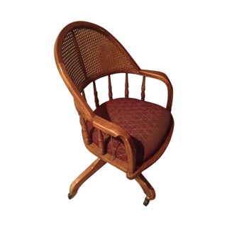 Vintage Cane Lawyers Adjustable Desk Chair For Sale