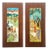 Harris Strong Vintage Mid Century Modern Hand Painted Ceramic Tile Walnut Wood Wall Art Panels - Set of 2 For Sale