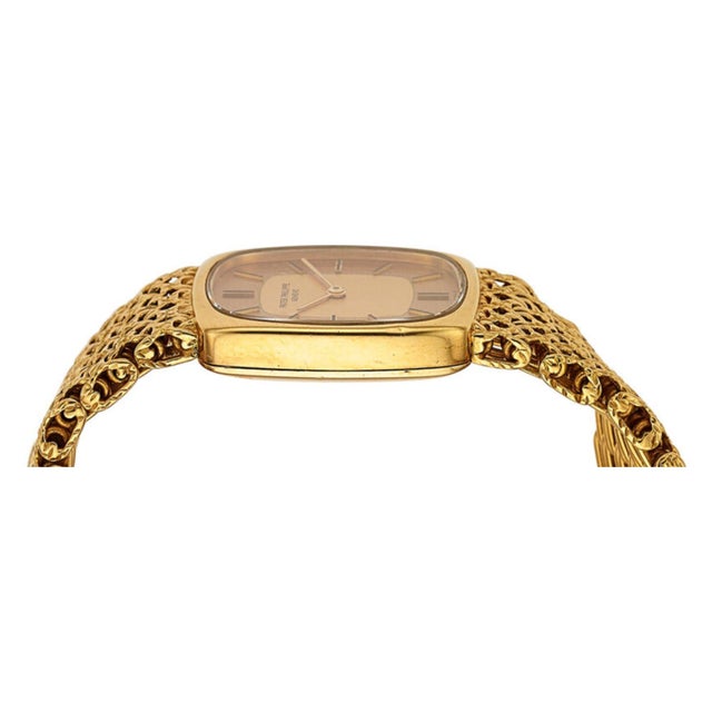 Vintage Patek Philippe 18k Gold Ladies Champagne Dial Mesh Bracelet Watch For Sale - Image 13 of 14