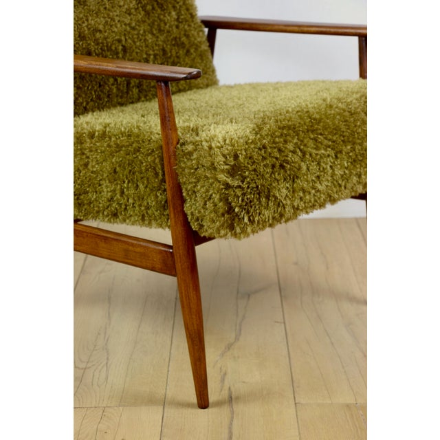 Vintage Lis Armchair with Olive Long Hair Rudy Boucle from Henryk Lis, 1970s For Sale - Image 12 of 13