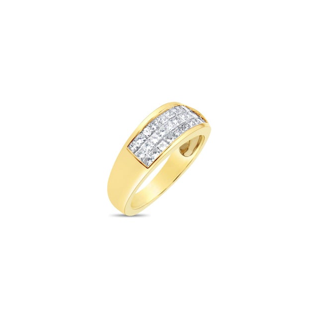 Contemporary One Carat Triple Row Princess Diamond Wedding Band, Size 8.5 For Sale - Image 3 of 5