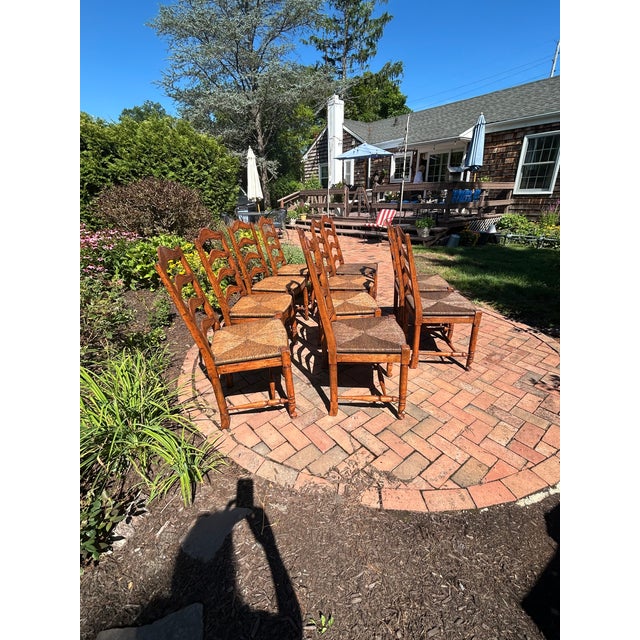 Ladderback Rush Seat Dining Chairs -Set of 10 For Sale - Image 4 of 17