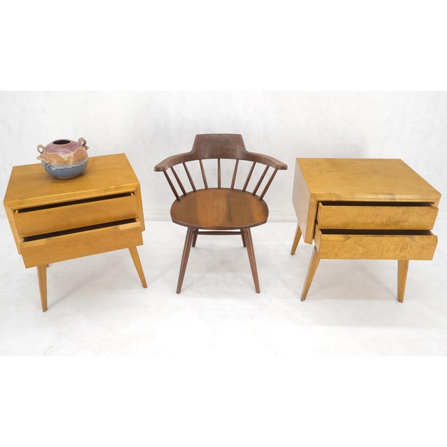 Pair Swedish Edmond Spence 2 Drawer Blond Birch Night Bed Stands Cabinets MINT! For Sale - Image 6 of 16