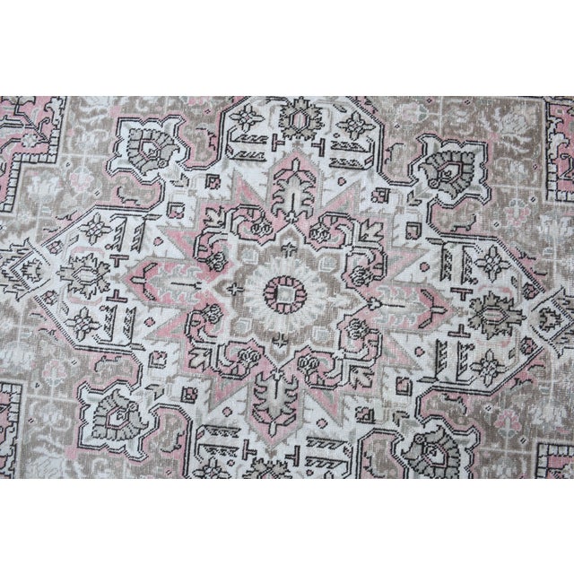 1960s Vintage Persian Handmade Wool Cotton Light Pink Area Rug For Sale - Image 9 of 11