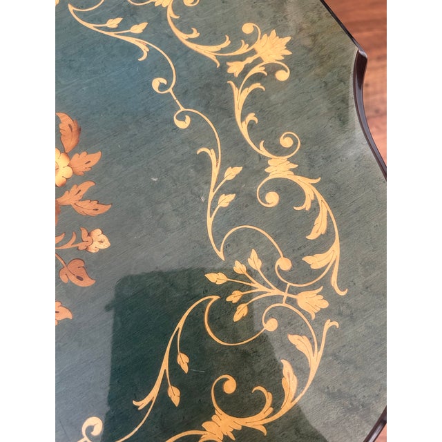 Italian Sorrento Wood Inlay (Marquetry) Tiered Side MCM Table in Mahogany For Sale - Image 11 of 11