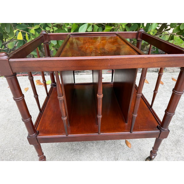 Vintage Faux Bamboo Burl-Top Magazine Rack Side Table For Sale - Image 10 of 14